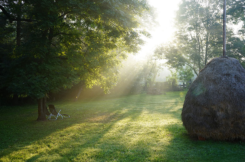 haystack at sunrise